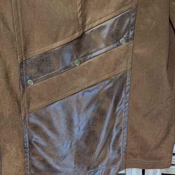 Allison Daley Faux Leather Open Front Jacket Brown Size 18W - Picture 4 of 11